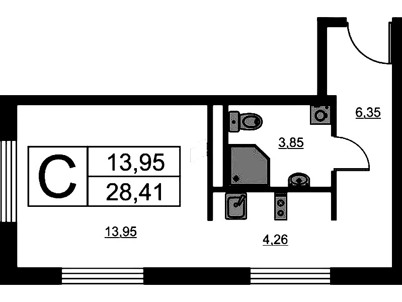 Квартира студия 28.41 м², 15/16 эт., ЖК «Avenue Apart Pulkovo»
